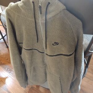 Nike Olive Sherpa Fleece Zip-Up Hoodie